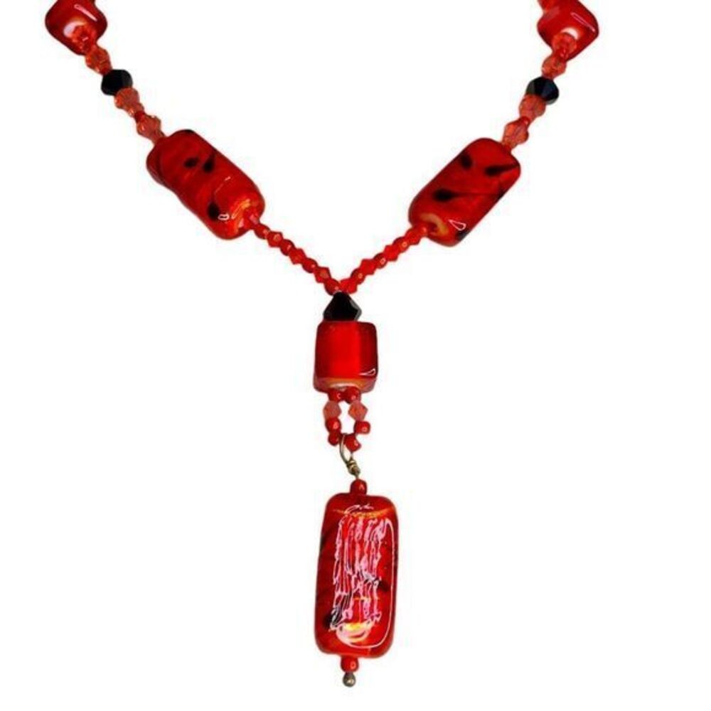 Murano glass Neckace, 18”, gold plated 925 sterling silver